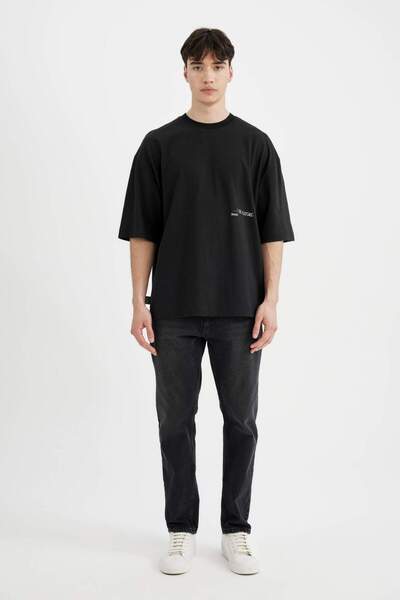 DeFacto Μπλουζάκι με κοντό μανίκι με στάμπα με λαιμόκοψη C1868AX24SM