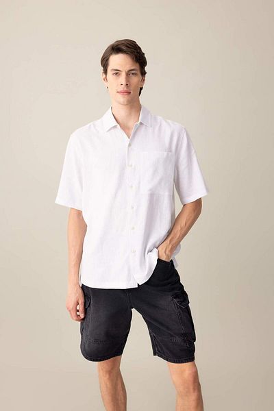 DeFacto 100% Cotton Cargo Fit Jean Bermuda Shorts C1513Ax24Sm