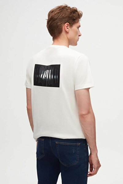 Twn Regular Fit White Printed 100% Cotton T-Shirt