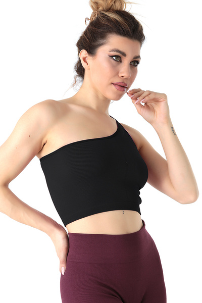 Miorre One Shoulder Strap Ribbed Bustier