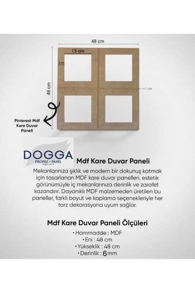 DOGGA PROFILE-PANEL İskandinav Duvar Paneli Mdf Cnc İşlemeli Dekoratif Boyanabilir Duvar Paneli Duvar Çıtası(48x48)