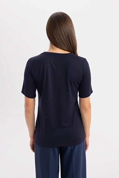 DeFacto Μπλουζάκι με κοντό μανίκι με κανονική εφαρμογή με λαιμόκοψη C8715AX24SP