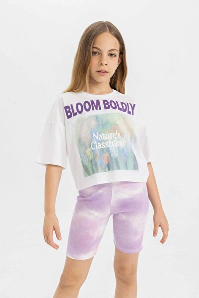 DeFacto Κοριτσίστικο κοντομάνικο μπλουζάκι με λαιμόκοψη C9782a824hs