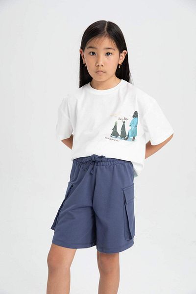 DeFacto Girls Cargo Pocket Elastic Waist Shorts B0840A824Hs