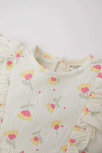 DeFacto Baby Girl Floral Short Sleeve Dress C5973A524SM