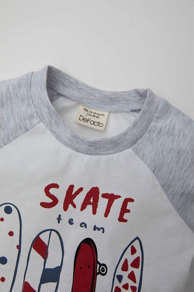 DeFacto Baby Boy Crew Neck Skateboard Printed 2-Piece Short Sleeve T-Shirt C7851A524Sm