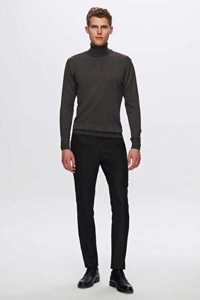 D'S Damat Ds Damat Regular Fit Anthracite Cotton Blend Turtleneck Sweater