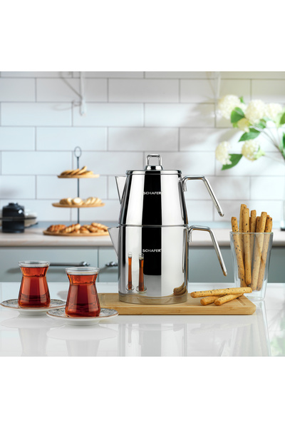 Schafer Napoli Steel Teapot Set 4 Pieces-Inox (Large Size)