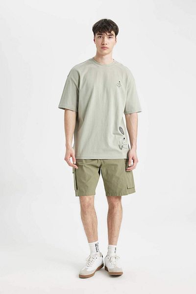 DeFacto Comfort Regular Fit Comfortable Fit Crew Neck Printed Short Sleeve T-Shirt C1865Ax24Sm