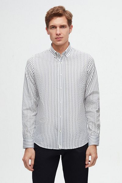 D'S Damat Πουκάμισο Ds Damat Slim Fit Ανοιχτό Μπλε ριγέ