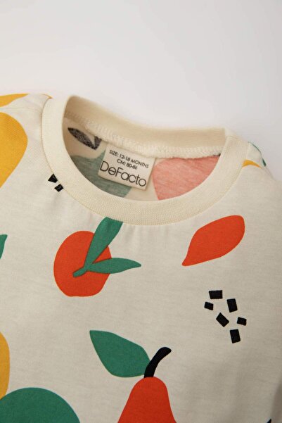 DeFacto Erkek Bebek Pijama Takımı Meyve Desenli Penye Kısa Kollu Üst Beli Lastikli Uzun Alt C1992A524SM