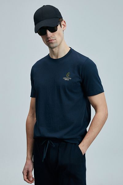 Lufian Olivia Modern Graphic T-Shirt Navy Blue