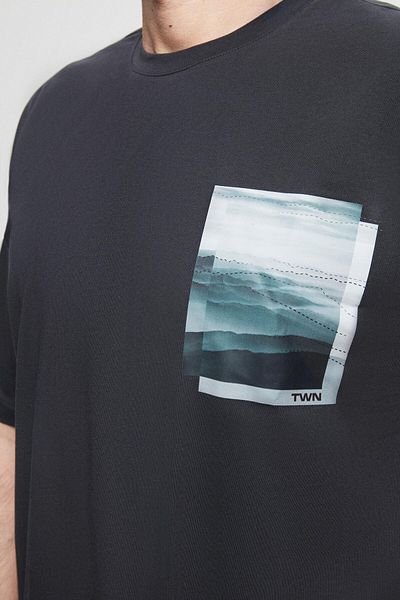 Twn Tricou oversize cu imprimeu antracit 100% bumbac