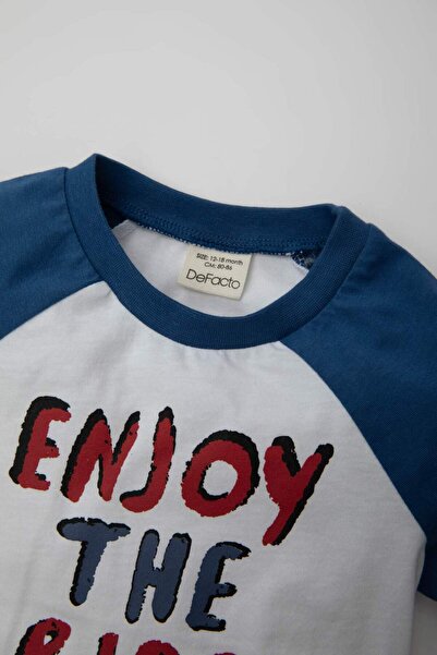 DeFacto Μπλουζάκι με κοντό μανίκι 2 τεμαχίων με στάμπα για μωρό με λαιμόκοψη C7851A524SM