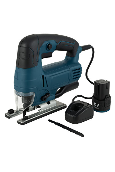 çaycup Profesyonel 12 V Çift Akülü Şarjlı Dekupaj Testere Makinesi MAVİ