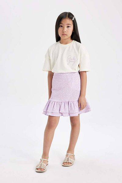 DeFacto Girl's 2-Piece Set Printed Short Sleeve T-Shirt Skirt C5355A824Hs