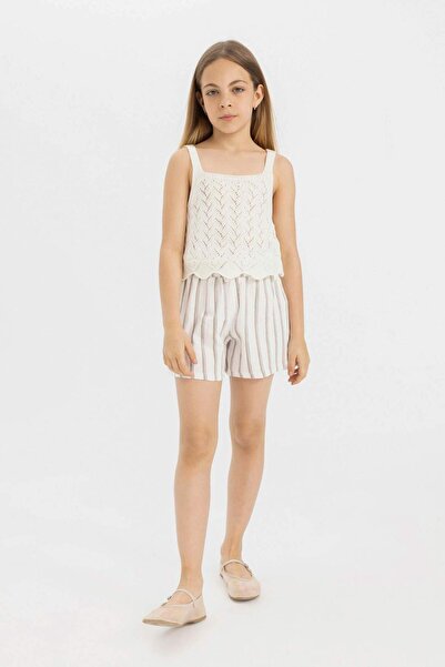 DeFacto Kız Çocuk Çizgili Paperbag Şort C5714A824SM