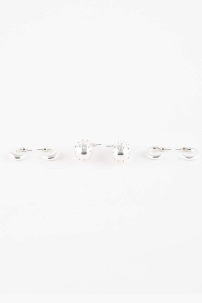 DeFacto Women's Triple Silver Earrings C7106AXNS
