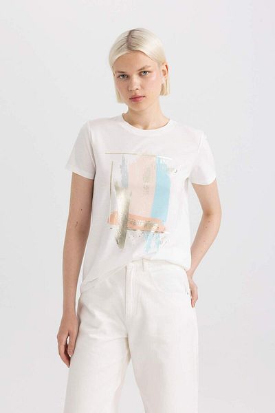 DeFacto Regular Fit Crew Neck Printed Short Sleeve T-Shirt C7727AX24SM