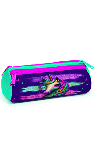 Coral High Geantă pentru creion cu trei compartimente cu model unicorn verde ...