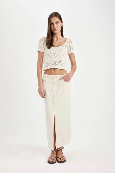 DeFacto Long Jean Skirt - Slit Detail