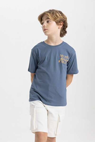 DeFacto Boy's Crew Neck Back Printed Short Sleeve T-Shirt C4653A824Sm