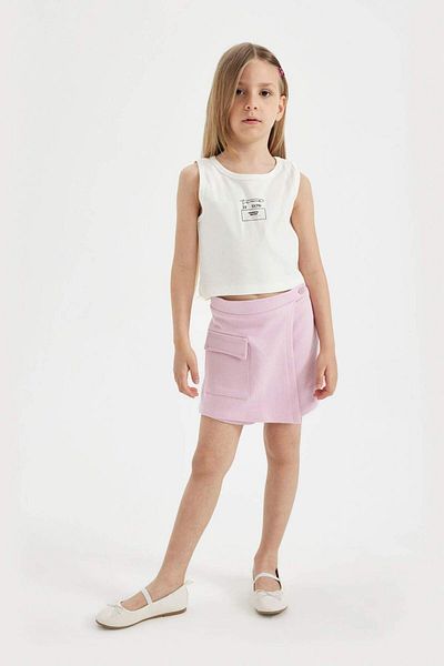 DeFacto Printed Undershirt and Shorts Skirt Set for Girl - C5367A824Sm