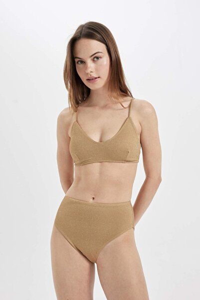 DeFacto Regular Fit Parlak Kumaş Bikini Üstü-Fall in Love C3181AX24SM