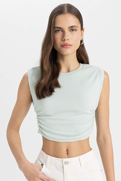 DeFacto Slim Fit Slim Fit Crew Neck Basic Απλό Αμάνικο T-Shirt A9420AX24SP