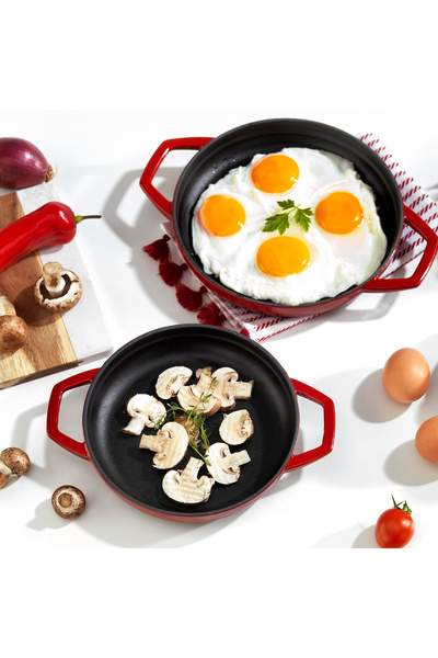 Schafer Guss Chef Döküm Sahan Çift Kulplu 19cm-1 Parça-kırmızı