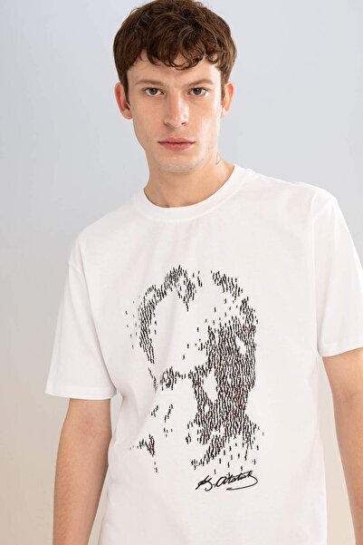 DeFacto Μπλουζάκι με κοντό μανίκι με στάμπα Atatürk με κανονική εφαρμογή με λαιμόκοψη C5825AX24HS