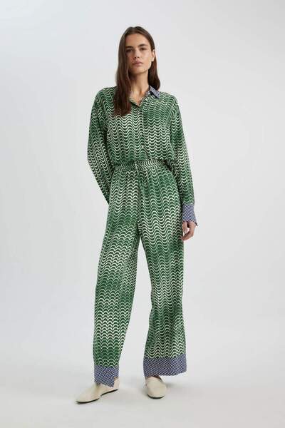 DeFacto Marokkanische Hose mit weitem Bein, weites, weites Bein, gemustert, hohe Taille, lange Länge C6194ax24sm