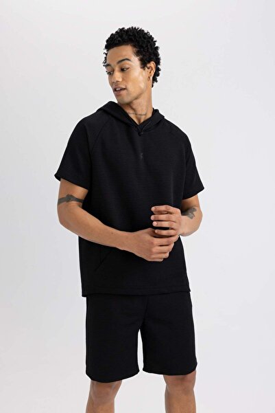 DeFacto DeFactoFit Standart Fit Kapüşonlu Kısa Kollu Sporcu Tişört C1425AX24SM