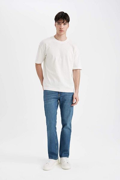 DeFacto Pantaloni de jean Sergio, cu tăiere obișnuită, cu talie obișnuită, cu picior tub, D0606AX24SP