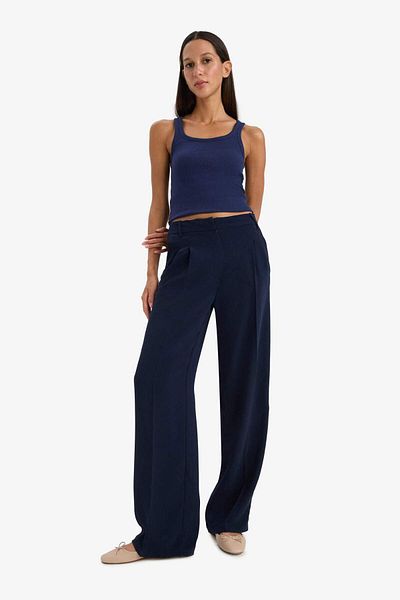 DeFacto High Waist Wide-Leg Classic Trousers - Double Pockets C3833Ax24Sm