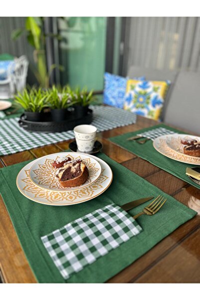 Tropikhome Yılbaşı Sunum Yeşil Amerikan Servis Sunum Takımı Supla Ve Runner 6...