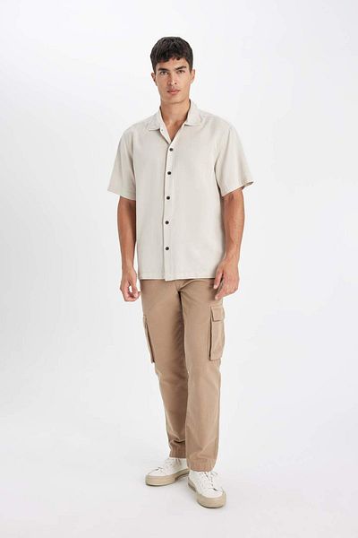 DeFacto Relax Fit Summer Polo Collar Cotton Short Sleeve Shirt C7394Ax24Sm