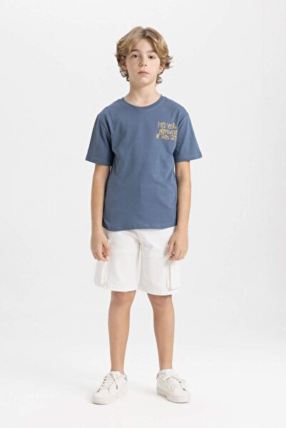 DeFacto Boy's Crew Neck Back Printed Short Sleeve T-Shirt C4653A824Sm