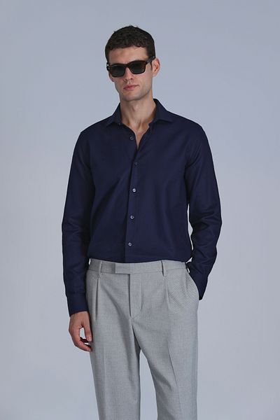 Lufian Wonder Men's - Navy Blue Comfort Fit Basic Shirt