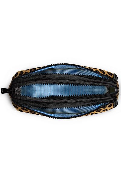 Coral High Brown Leopard Patterned Three Compartment Pencil Bag 11181