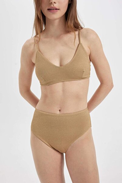 DeFacto Regular Fit Parlak Kumaş Yüksek Bel Bikini Altı-Fall in Love C3180AX24SM