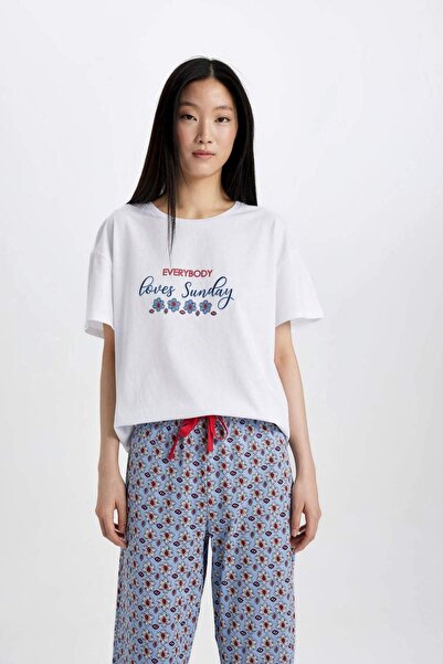 DeFacto Fall in Love Regular Fit Baskılı Kısa Kollu Pijama Takımı B8681AX24SM