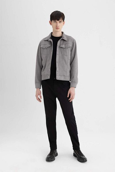 DeFacto Slim Fit Suede Jacket Slim Fit Shirt Collar Snap Pocket C7906Ax24Sp