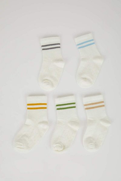 DeFacto Baby Boy Seamless 5-Piece Cotton Long Socks C9113A5Ns