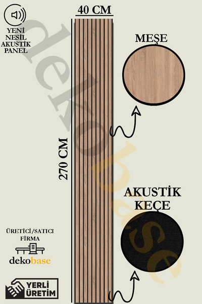 dekobase Meşe 40x270 cm Yeni Nesil Akustik Ahşap Duvar Paneli