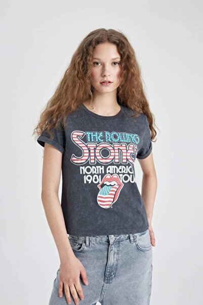 DeFacto Rolling Stones Regular Fit Bisiklet Yaka Kısa Kollu Tişört C4527AX24SM
