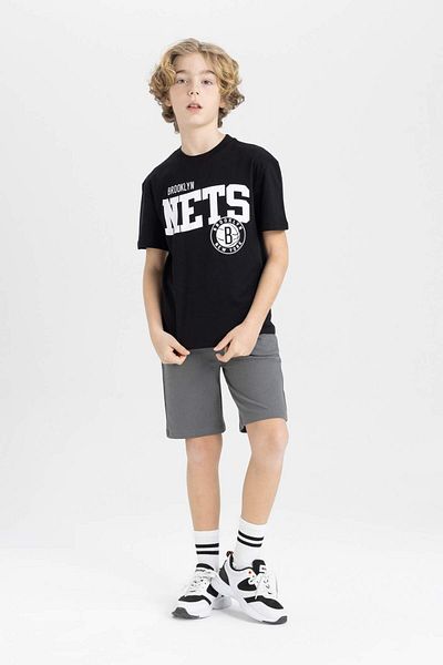 DeFacto Tricou cu mânecă scurtă pentru băiat NBA Brooklyn Nets oversize cu decolteu lat C0393A824SM