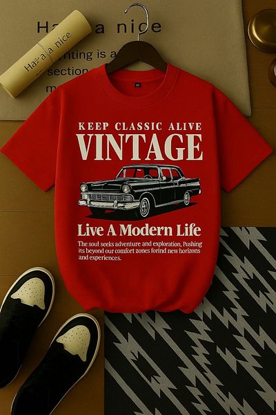 BENROMA 1 T-Shirt Gift for Purchases of 6 or More in Cart - Vintage Printed Oversize Unisex T-Shirt