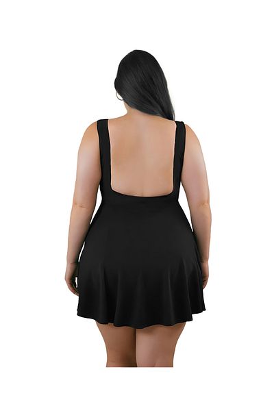 segiza Plus Size One Piece United Shorts Dress Swimsuit