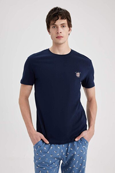 DeFacto Regular Fit Crew Neck Printed Short Sleeve Pajamas Top B8689AX24SP